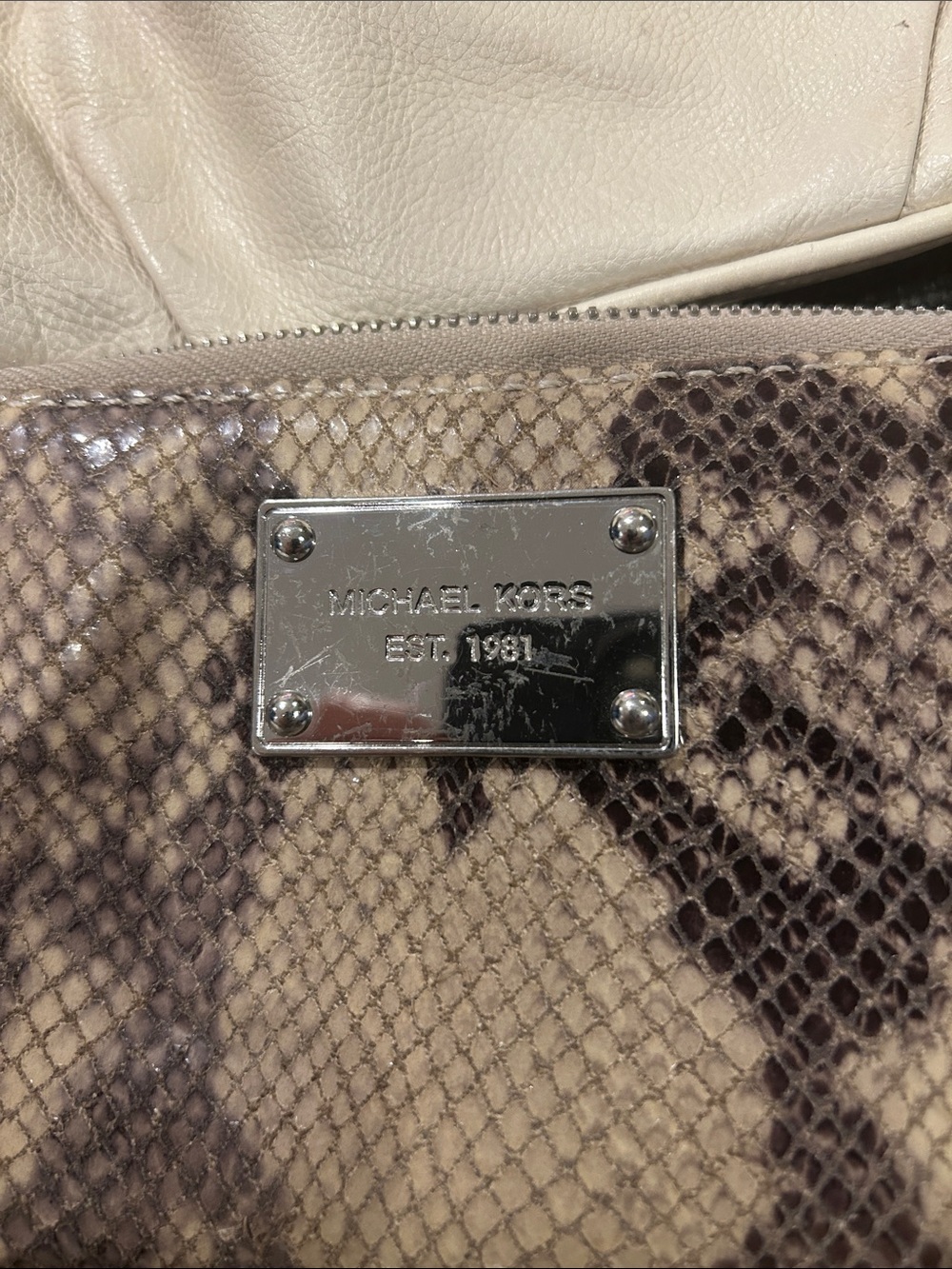 Michael Kors Neutral Snakeskin-Print Zip Wallet - Picture 7 of 7